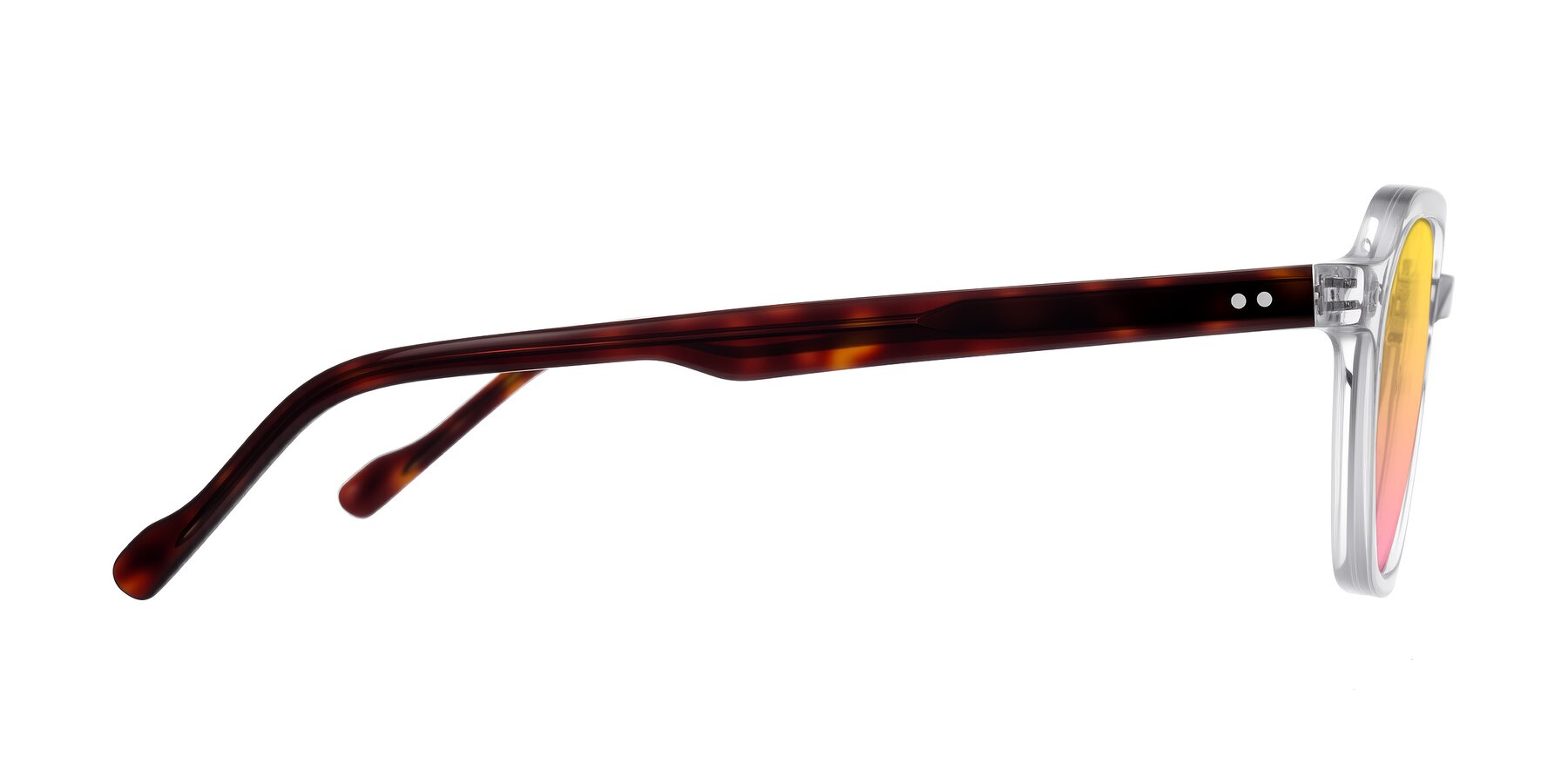 Side of Electra in Clear/Tortoise with Yellow / Pink Gradient Lenses