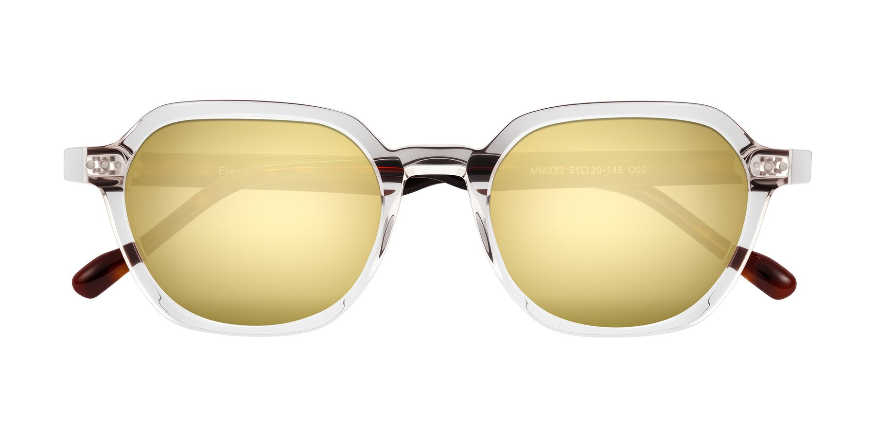 Folded Front of Electra in Clear/Tortoise with Gold Mirrored Lenses