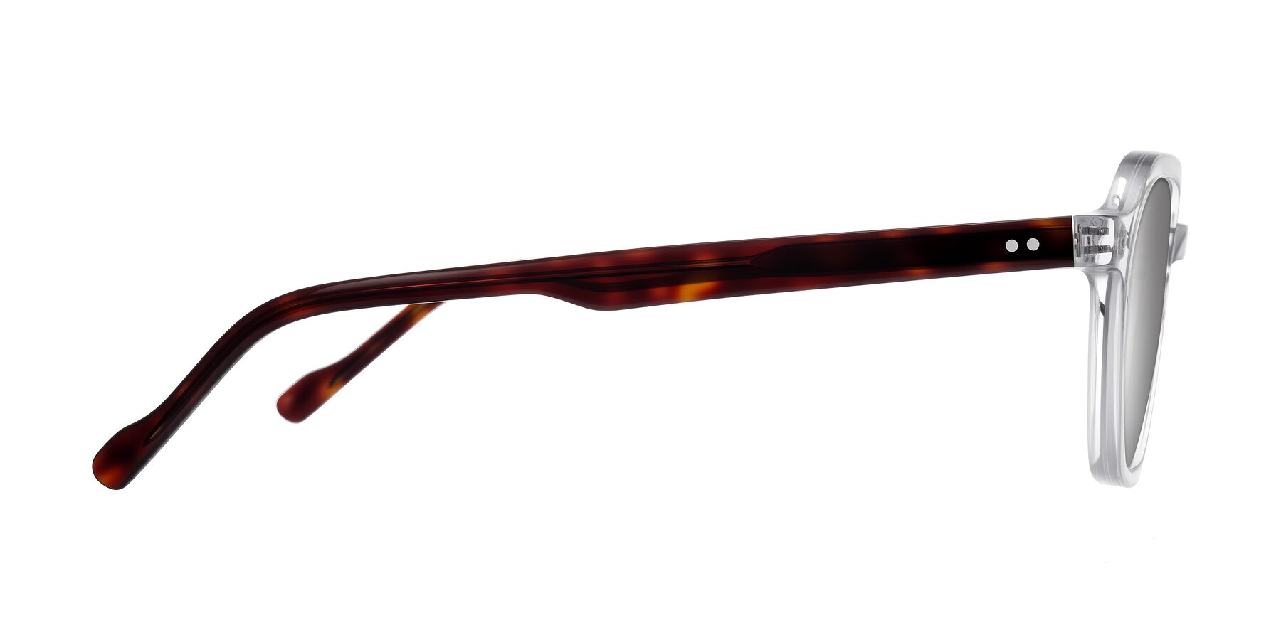 Side of Electra in Clear/Tortoise with Silver Mirrored Lenses
