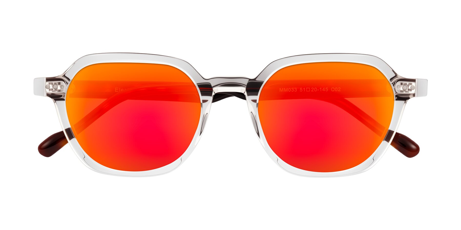 Folded Front of Electra in Clear/Tortoise with Red Gold Mirrored Lenses