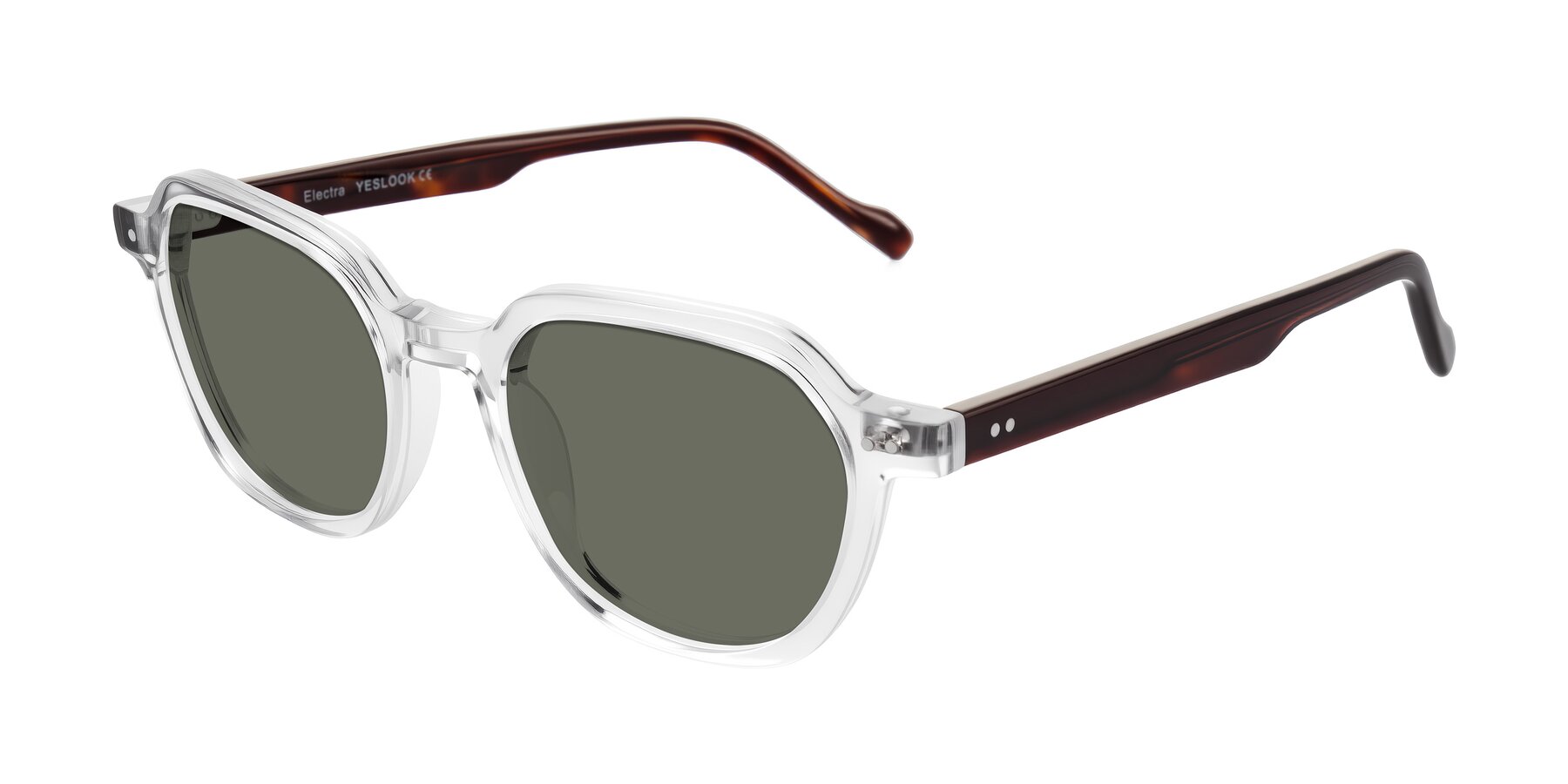 Angle of Electra in Clear/Tortoise with Gray Polarized Lenses