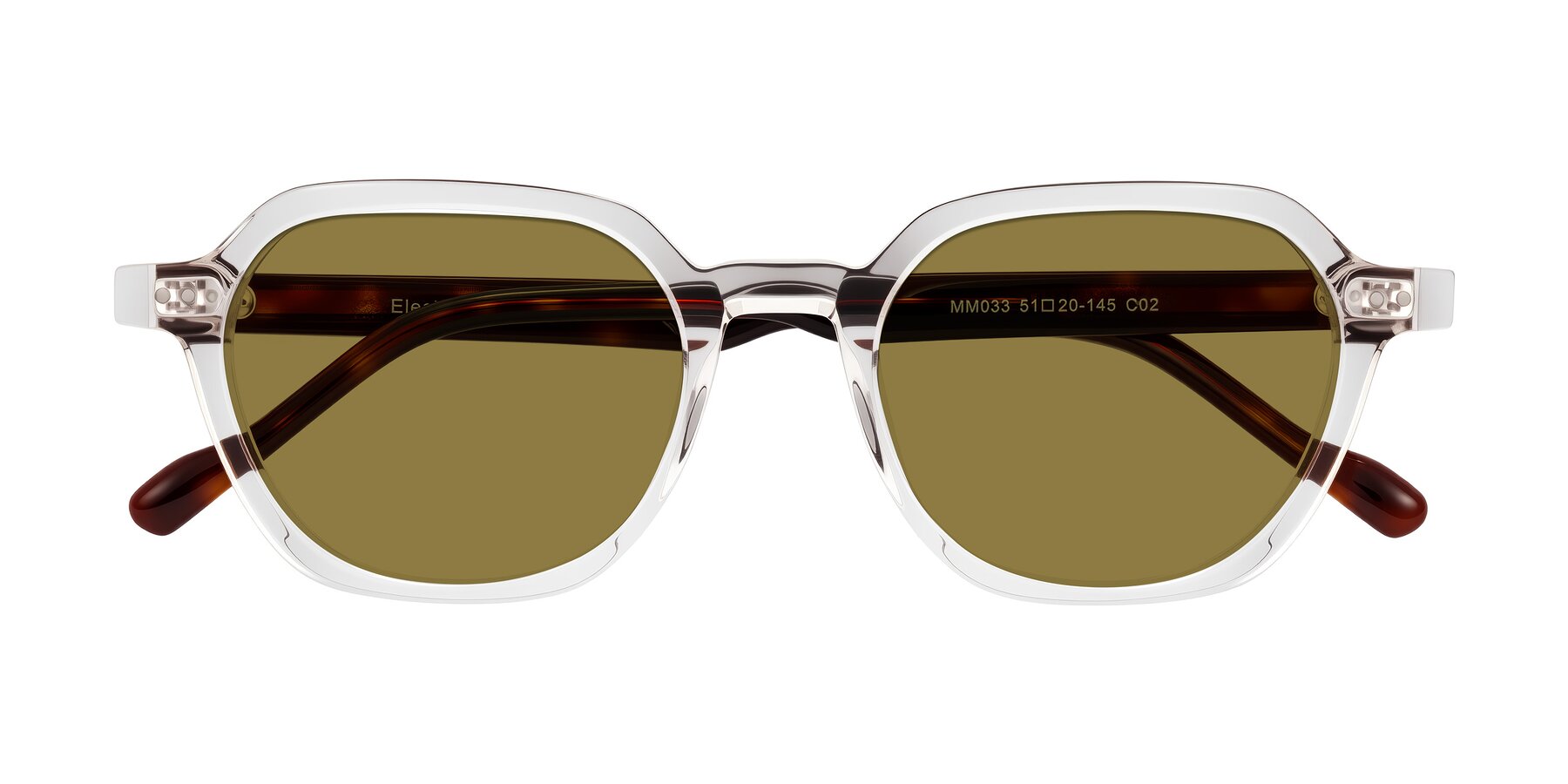 Folded Front of Electra in Clear/Tortoise with Brown Polarized Lenses