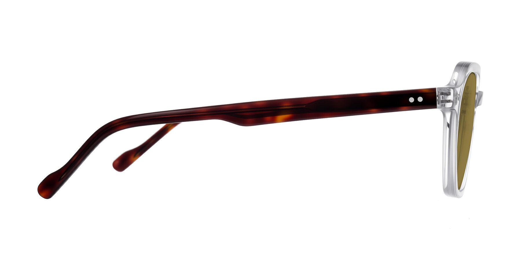 Side of Electra in Clear/Tortoise with Brown Polarized Lenses