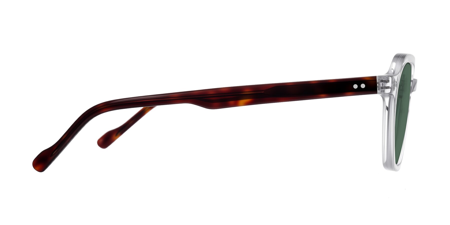 Side of Electra in Clear/Tortoise with Green Polarized Lenses