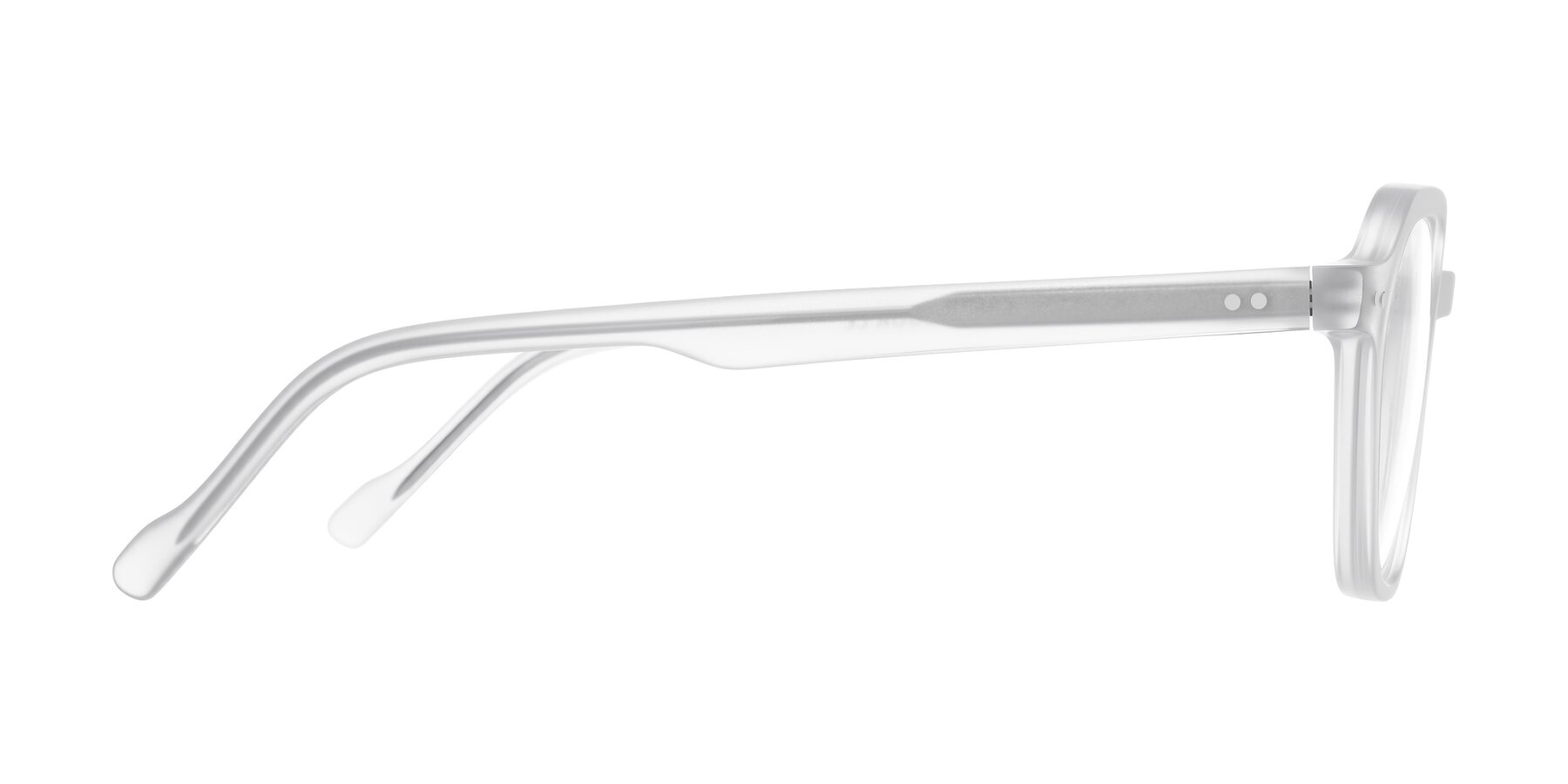 Side of Electra in Transparent White Matte with Clear Eyeglass Lenses