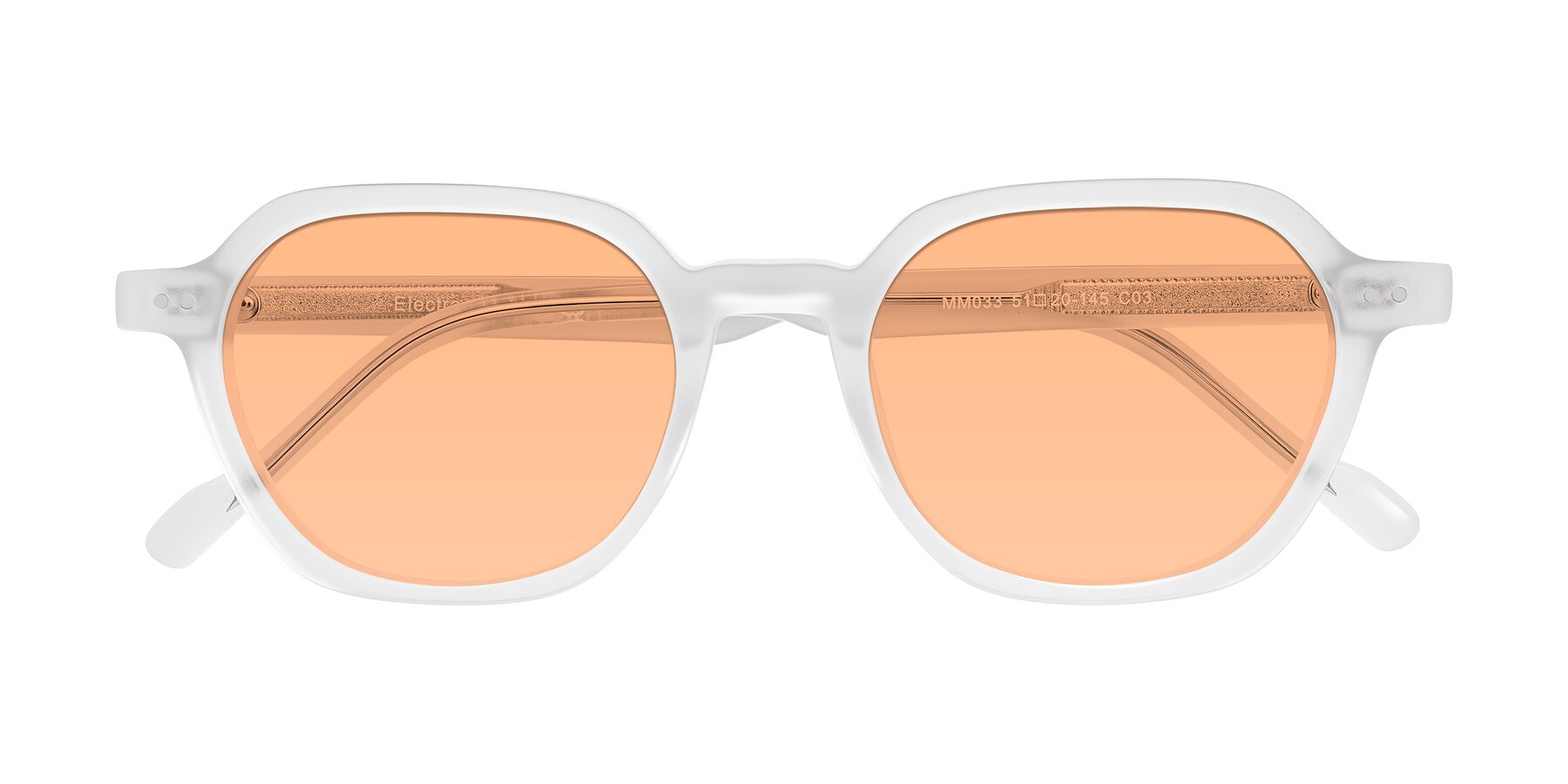 Folded Front of Electra in Transparent White Matte with Light Orange Tinted Lenses