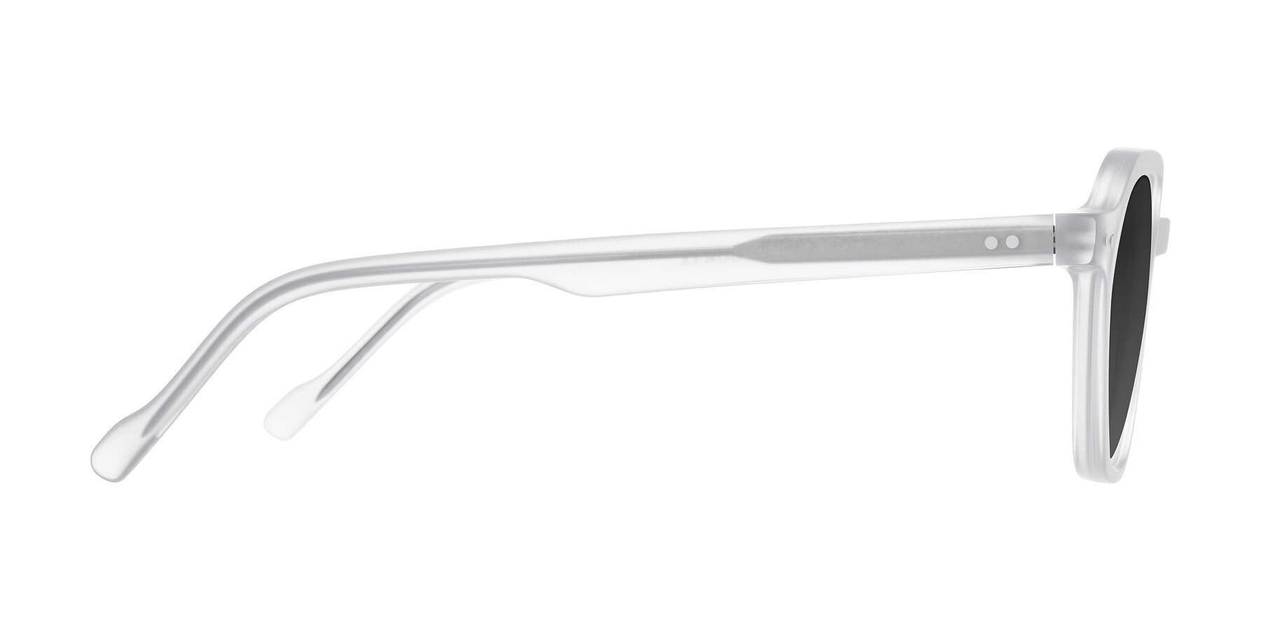 Side of Electra in Transparent White Matte with Gray Tinted Lenses
