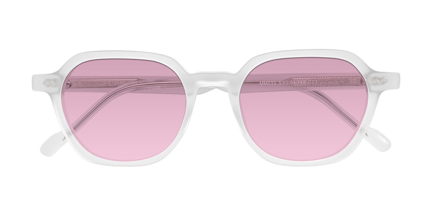 Folded Front of Electra in Transparent White Matte with Light Wine Tinted Lenses