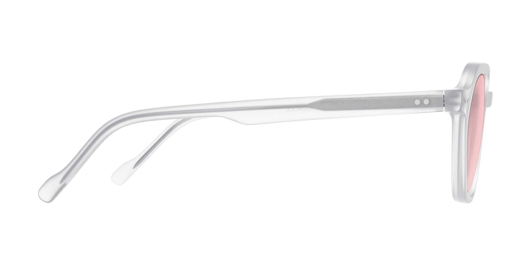 Side of Electra in Transparent White Matte with Light Garnet Tinted Lenses