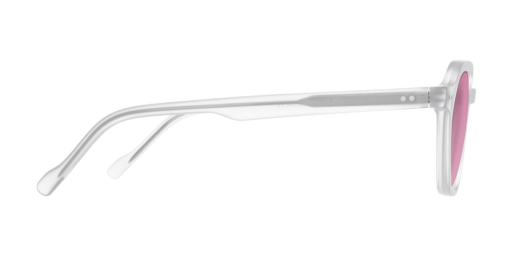 Side of Electra in Transparent White Matte with Medium Wine Tinted Lenses