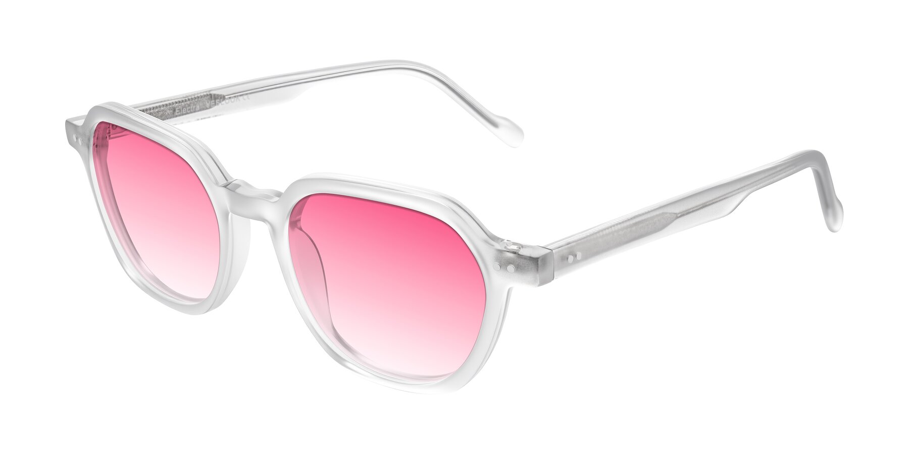 Angle of Electra in Transparent White Matte with Pink Gradient Lenses