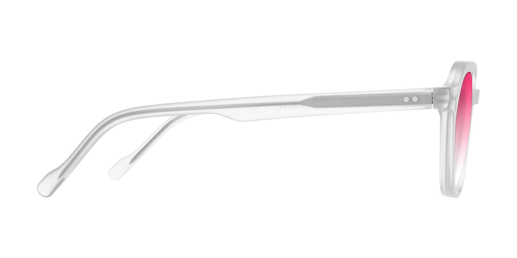 Side of Electra in Transparent White Matte with Pink Gradient Lenses