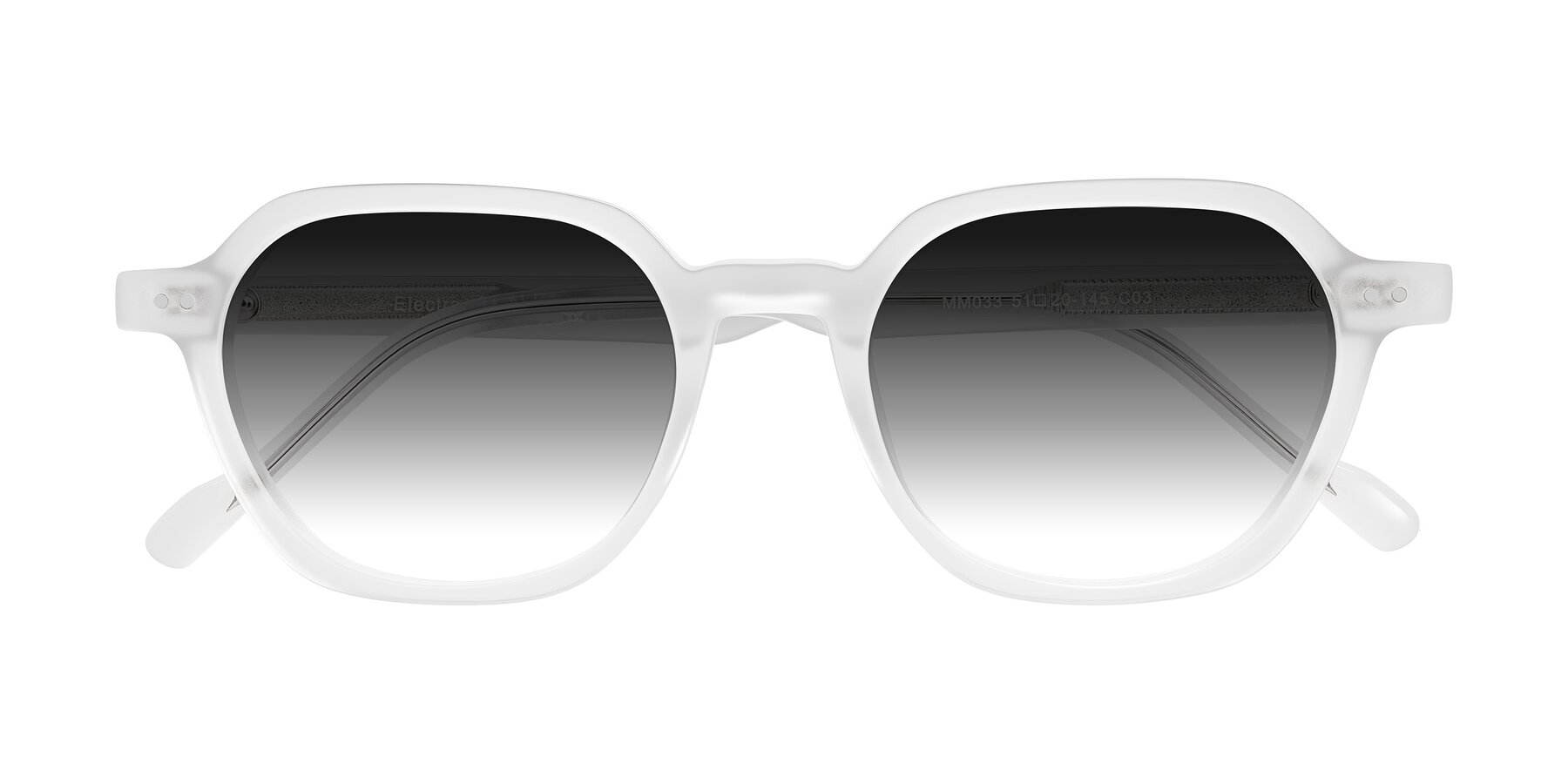 Folded Front of Electra in Transparent White Matte with Gray Gradient Lenses