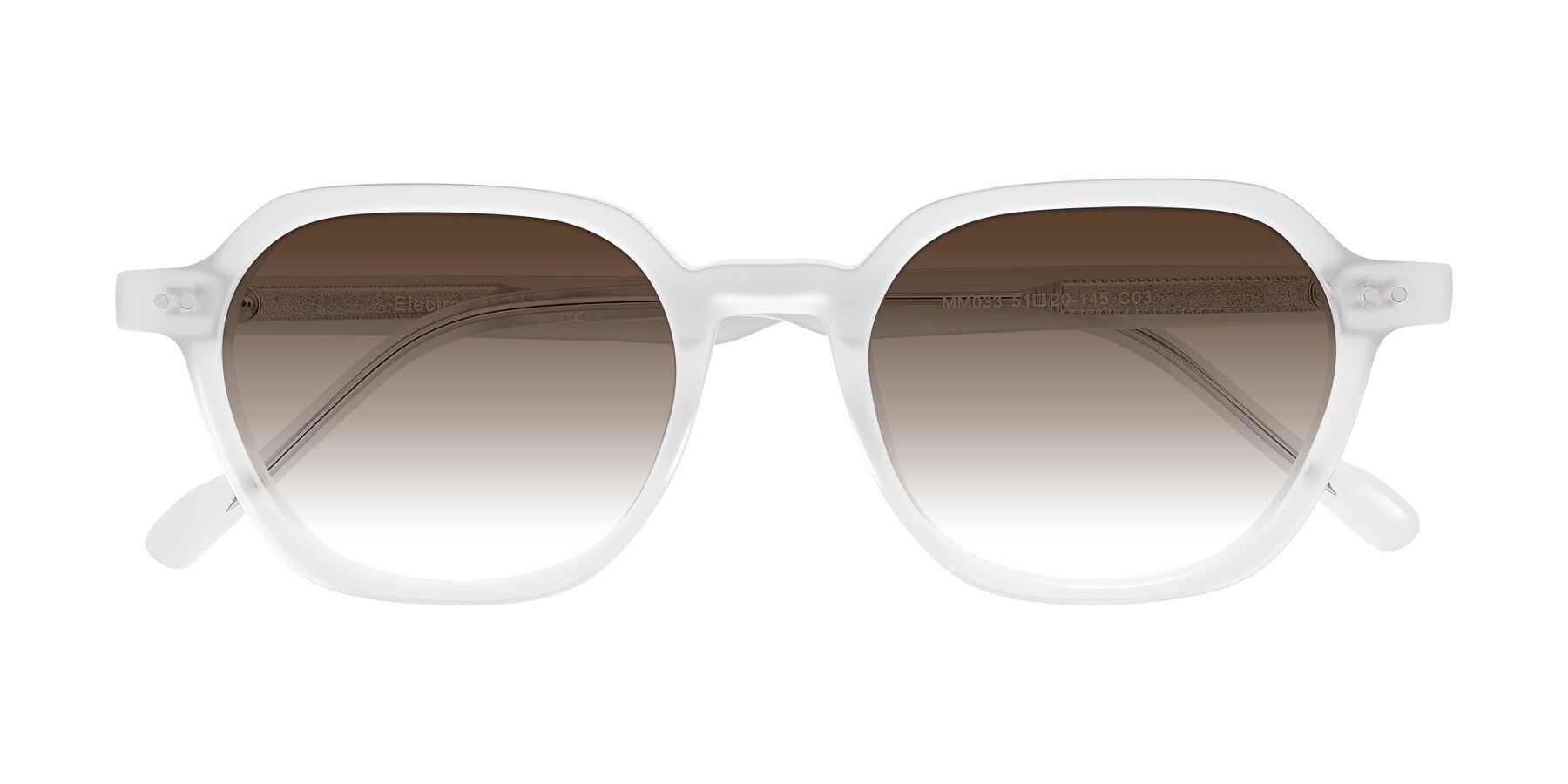 Folded Front of Electra in Transparent White Matte with Brown Gradient Lenses