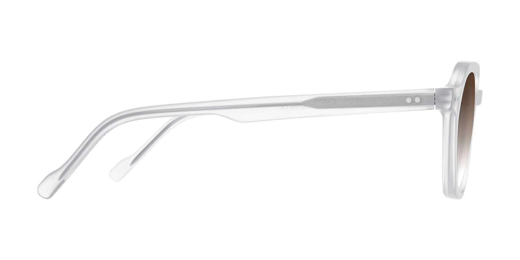 Side of Electra in Transparent White Matte with Brown Gradient Lenses