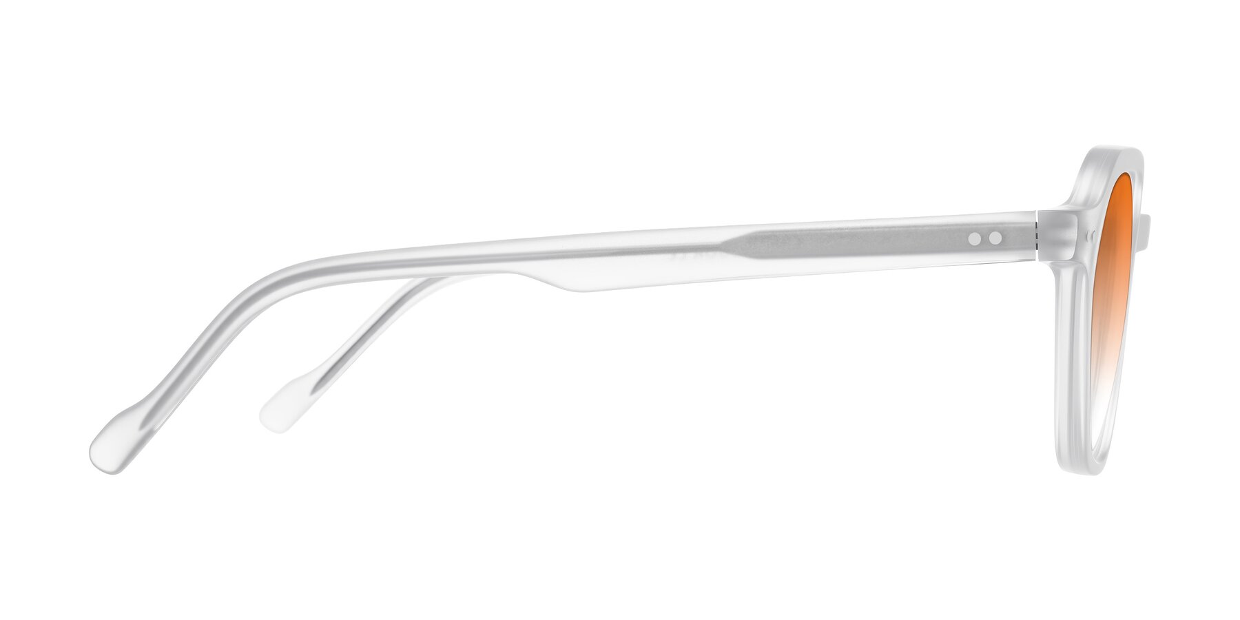 Side of Electra in Transparent White Matte with Orange Gradient Lenses