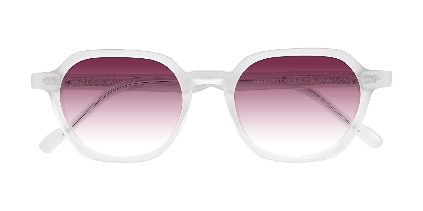 Folded Front of Electra in Transparent White Matte with Wine Gradient Lenses
