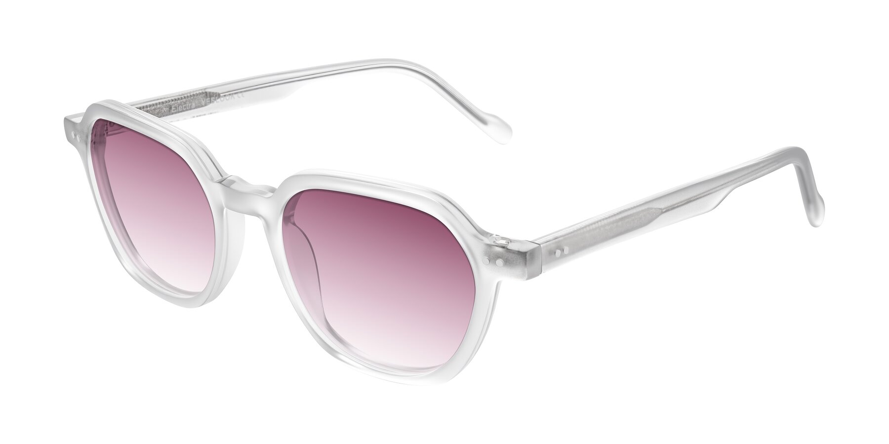 Angle of Electra in Transparent White Matte with Wine Gradient Lenses