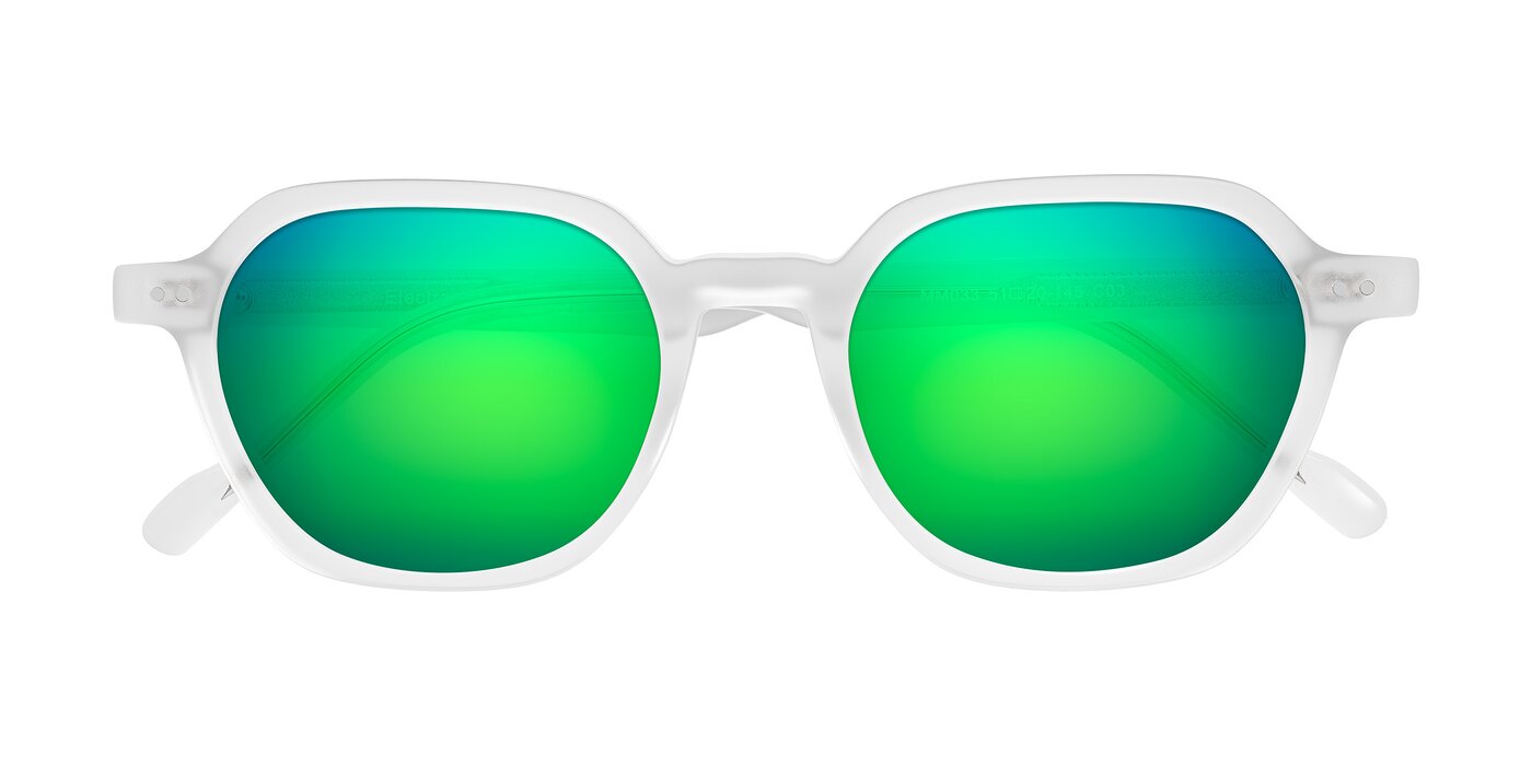 Electra - Transparent White Matte Flash Mirrored Sunglasses