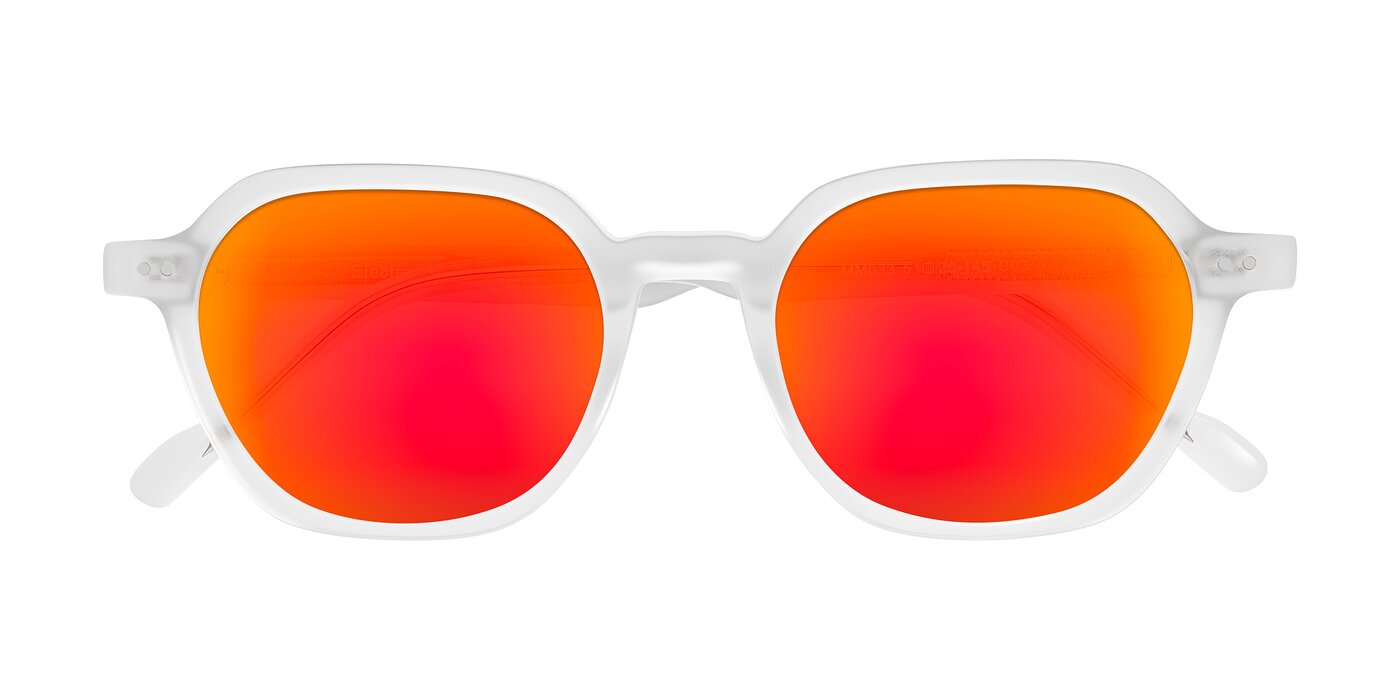 Electra - Transparent White Matte Flash Mirrored Sunglasses