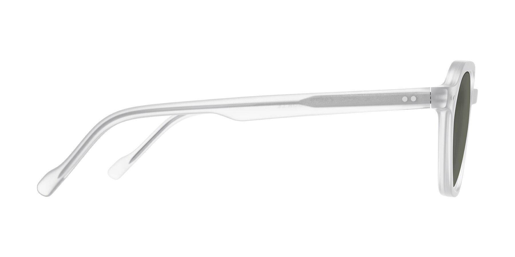 Side of Electra in Transparent White Matte with Gray Polarized Lenses