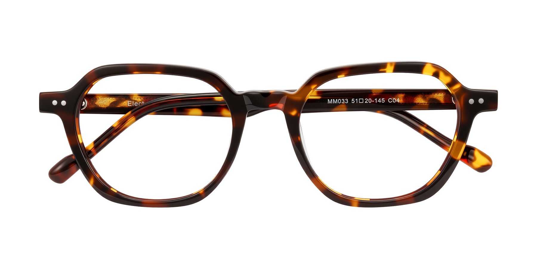 Folded Front of Electra in Tortoise with Clear Reading Eyeglass Lenses