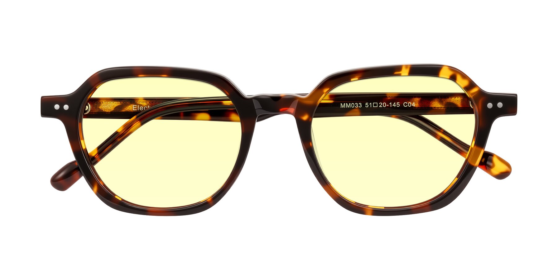 Folded Front of Electra in Tortoise with Light Yellow Tinted Lenses