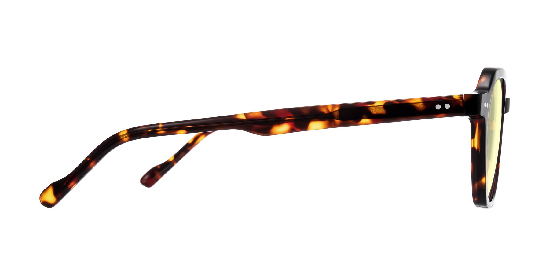 Side of Electra in Tortoise with Light Yellow Tinted Lenses