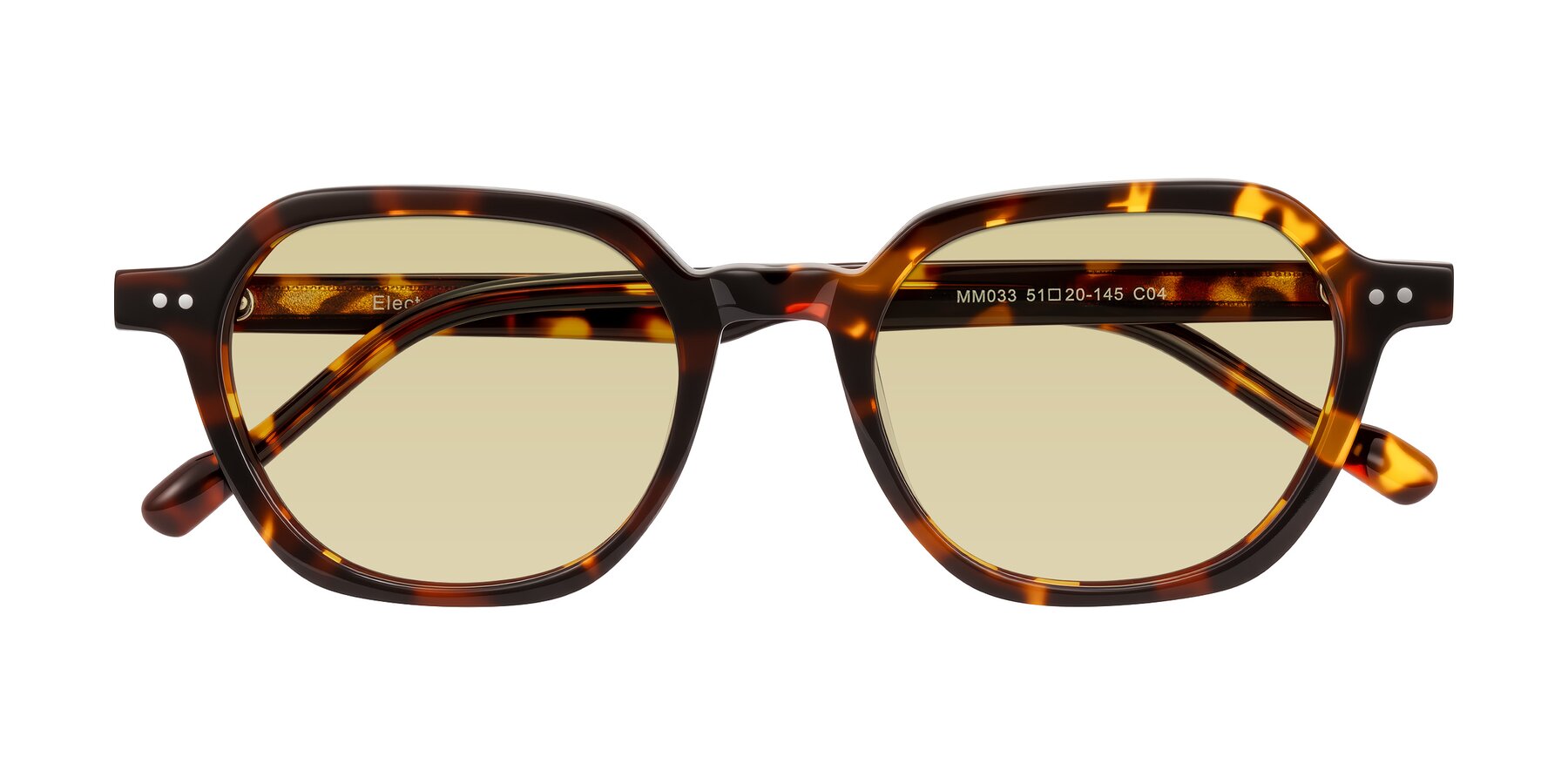 Folded Front of Electra in Tortoise with Light Champagne Tinted Lenses