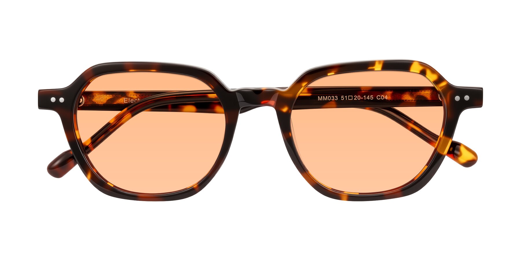Folded Front of Electra in Tortoise with Light Orange Tinted Lenses