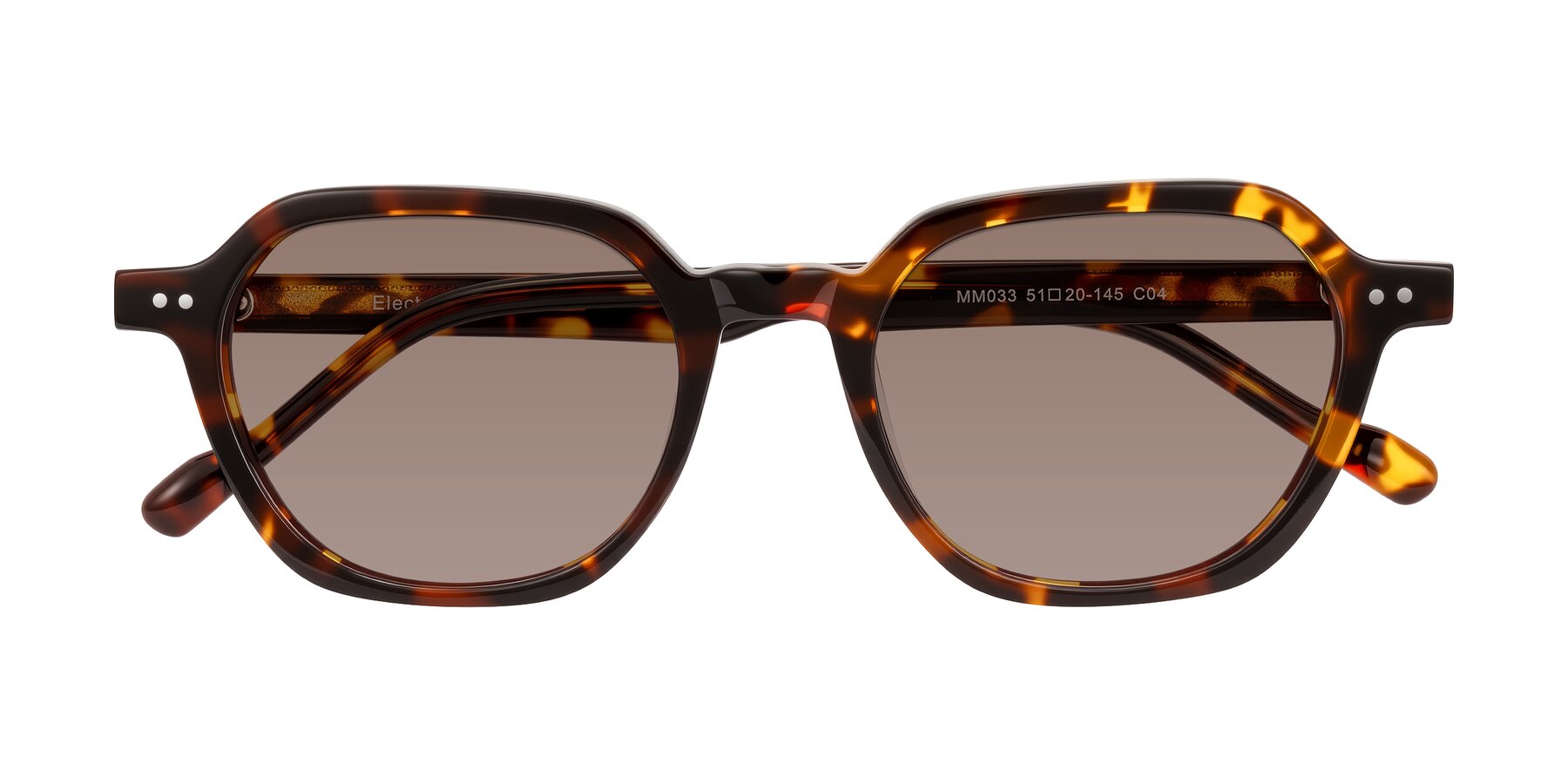 Folded Front of Electra in Tortoise with Medium Brown Tinted Lenses
