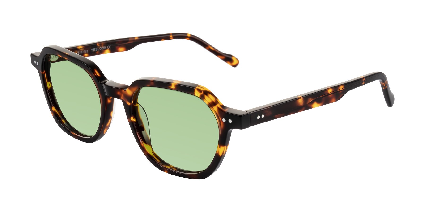 Angle of Electra in Tortoise with Medium Green Tinted Lenses