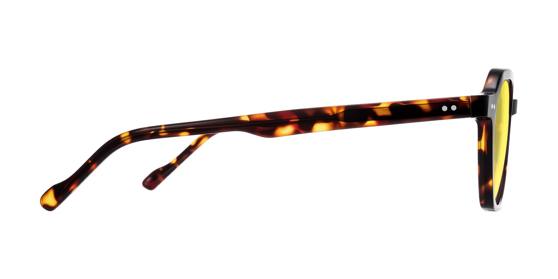 Side of Electra in Tortoise with Medium Yellow Tinted Lenses