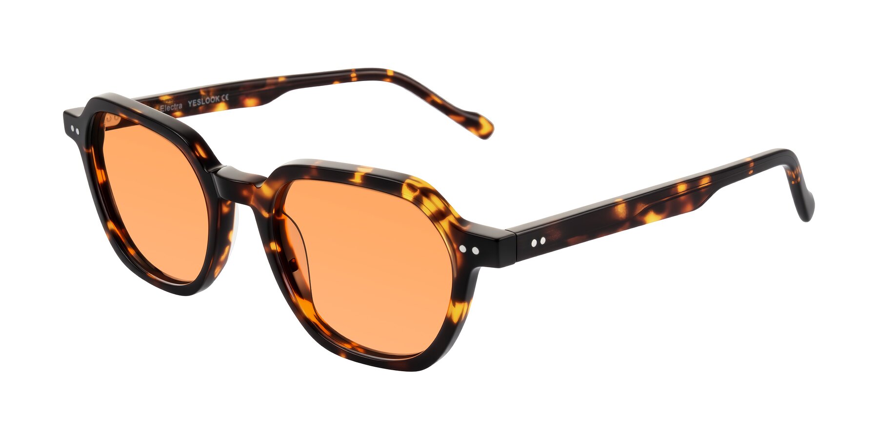 Angle of Electra in Tortoise with Medium Orange Tinted Lenses