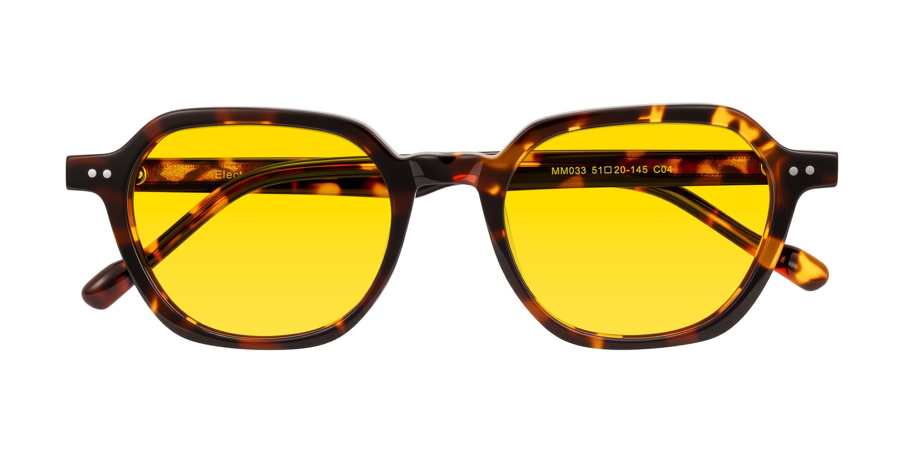Folded Front of Electra in Tortoise with Yellow Tinted Lenses