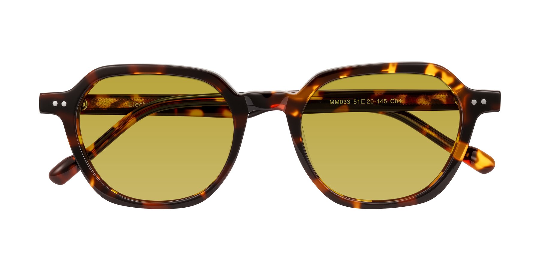 Folded Front of Electra in Tortoise with Champagne Tinted Lenses