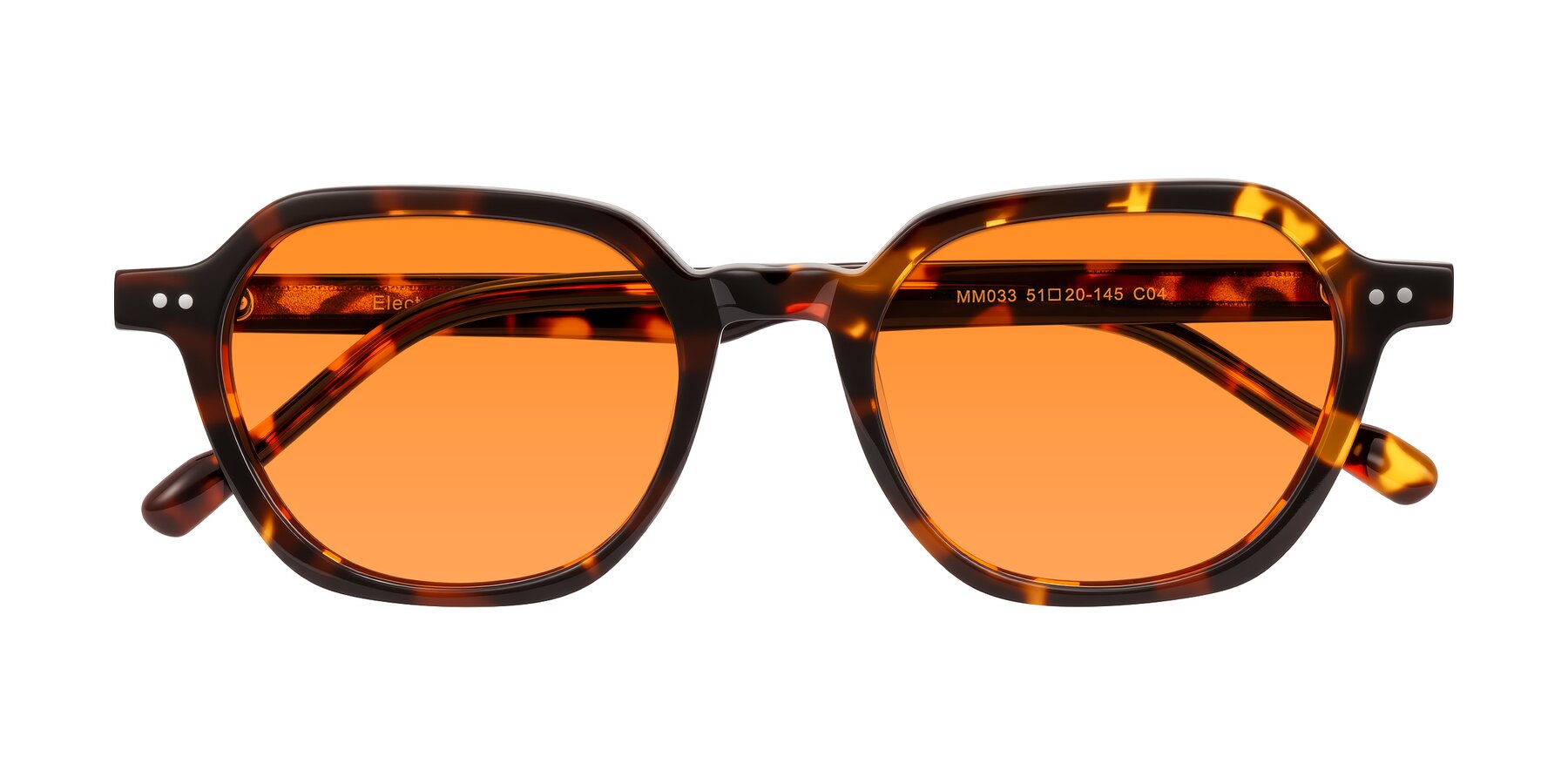 Folded Front of Electra in Tortoise with Orange Tinted Lenses