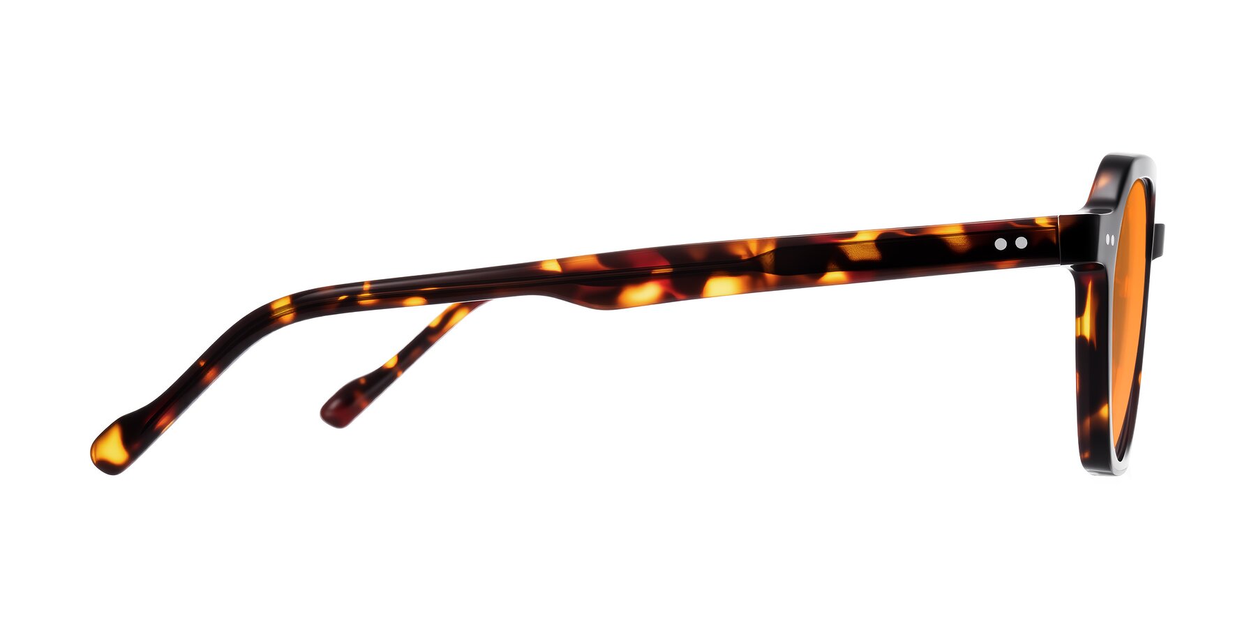 Side of Electra in Tortoise with Orange Tinted Lenses