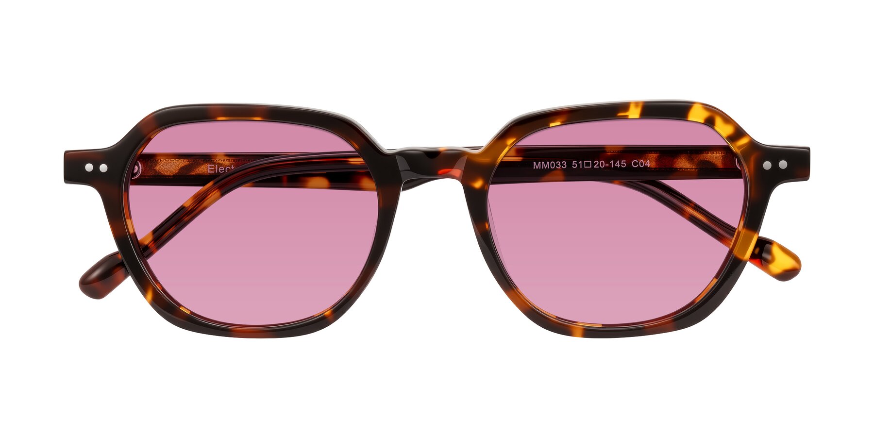 Folded Front of Electra in Tortoise with Medium Wine Tinted Lenses