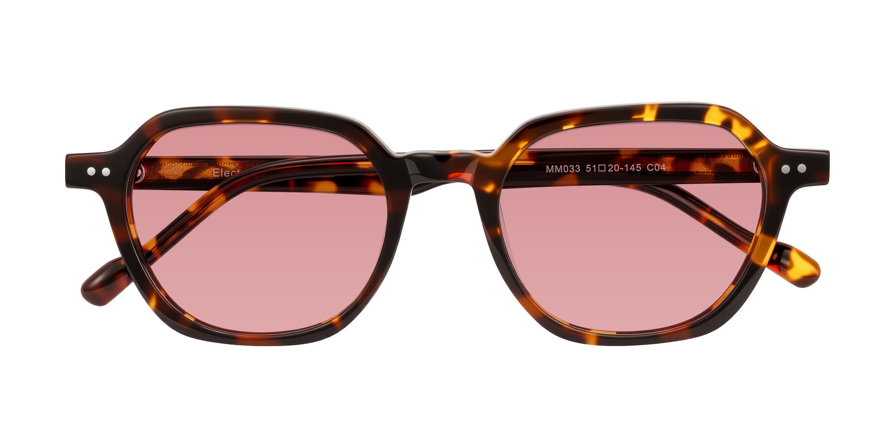 Folded Front of Electra in Tortoise with Medium Garnet Tinted Lenses