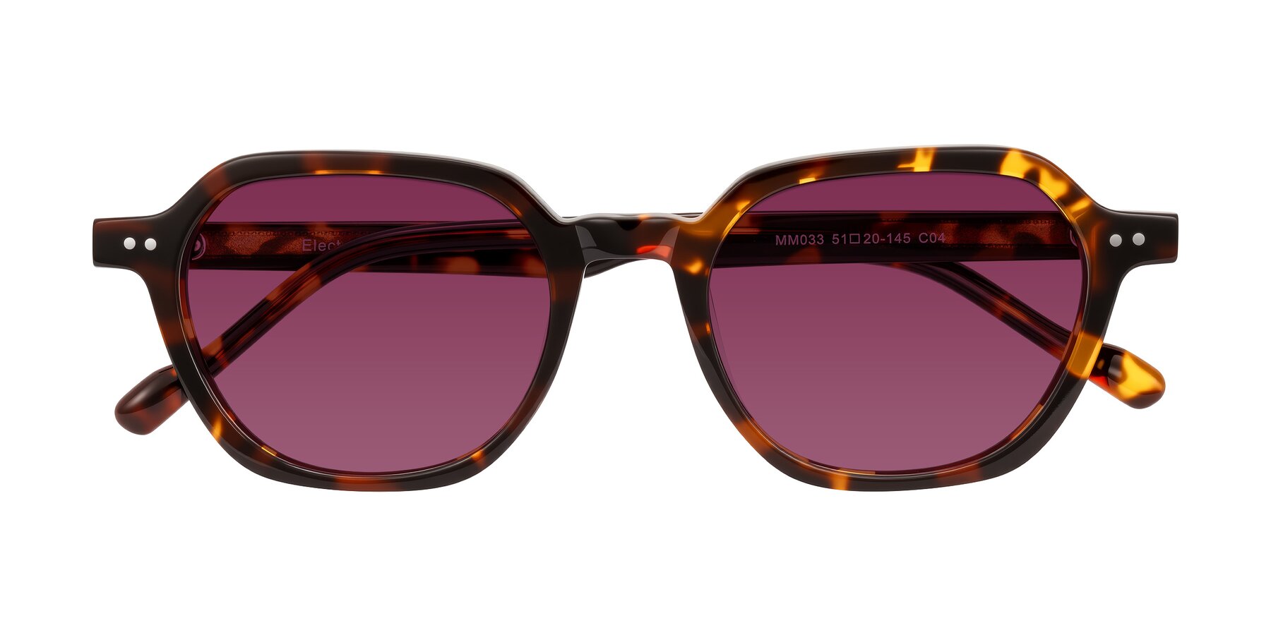 Folded Front of Electra in Tortoise with Wine Tinted Lenses