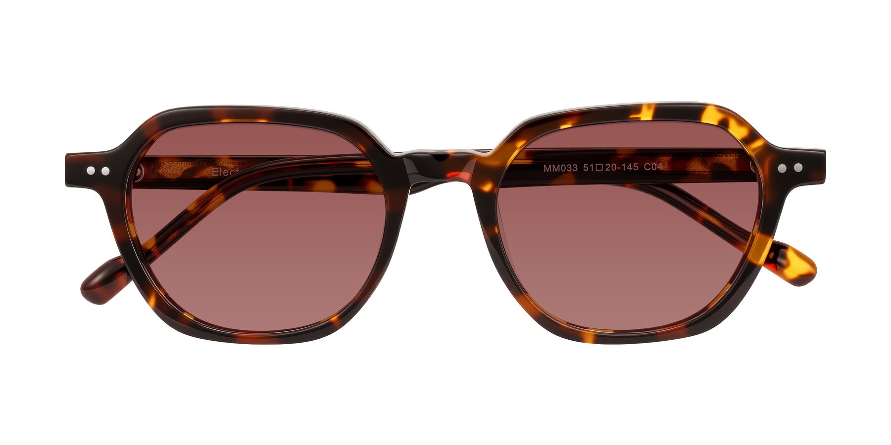Folded Front of Electra in Tortoise with Garnet Tinted Lenses