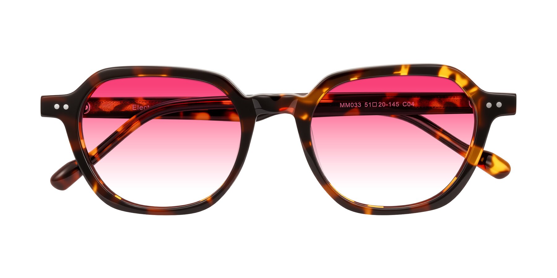 Folded Front of Electra in Tortoise with Pink Gradient Lenses