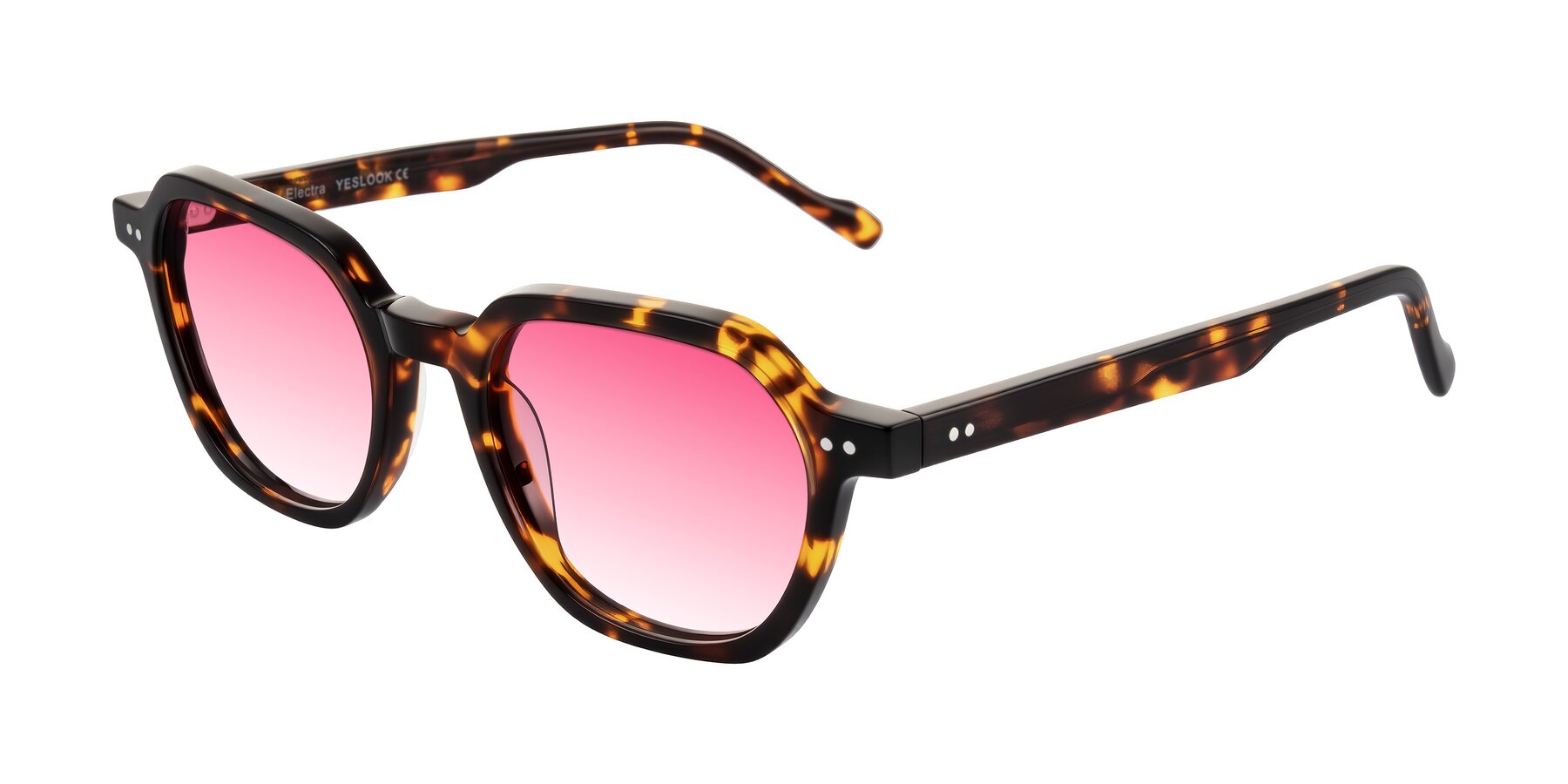 Angle of Electra in Tortoise with Pink Gradient Lenses