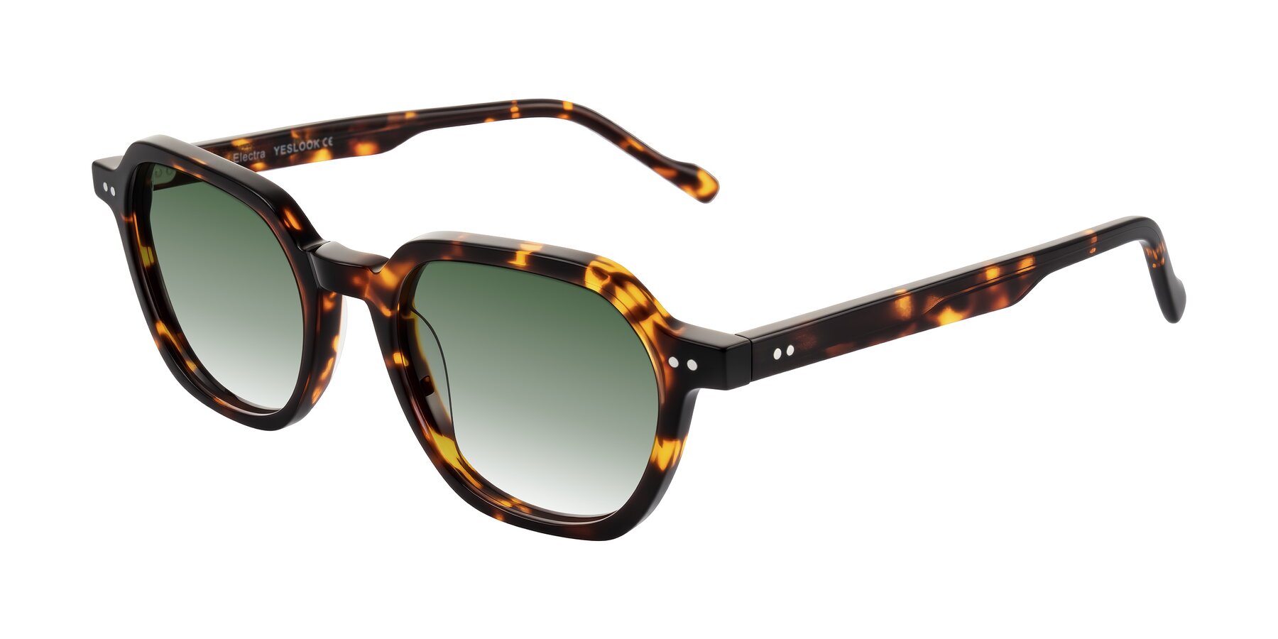 Angle of Electra in Tortoise with Green Gradient Lenses