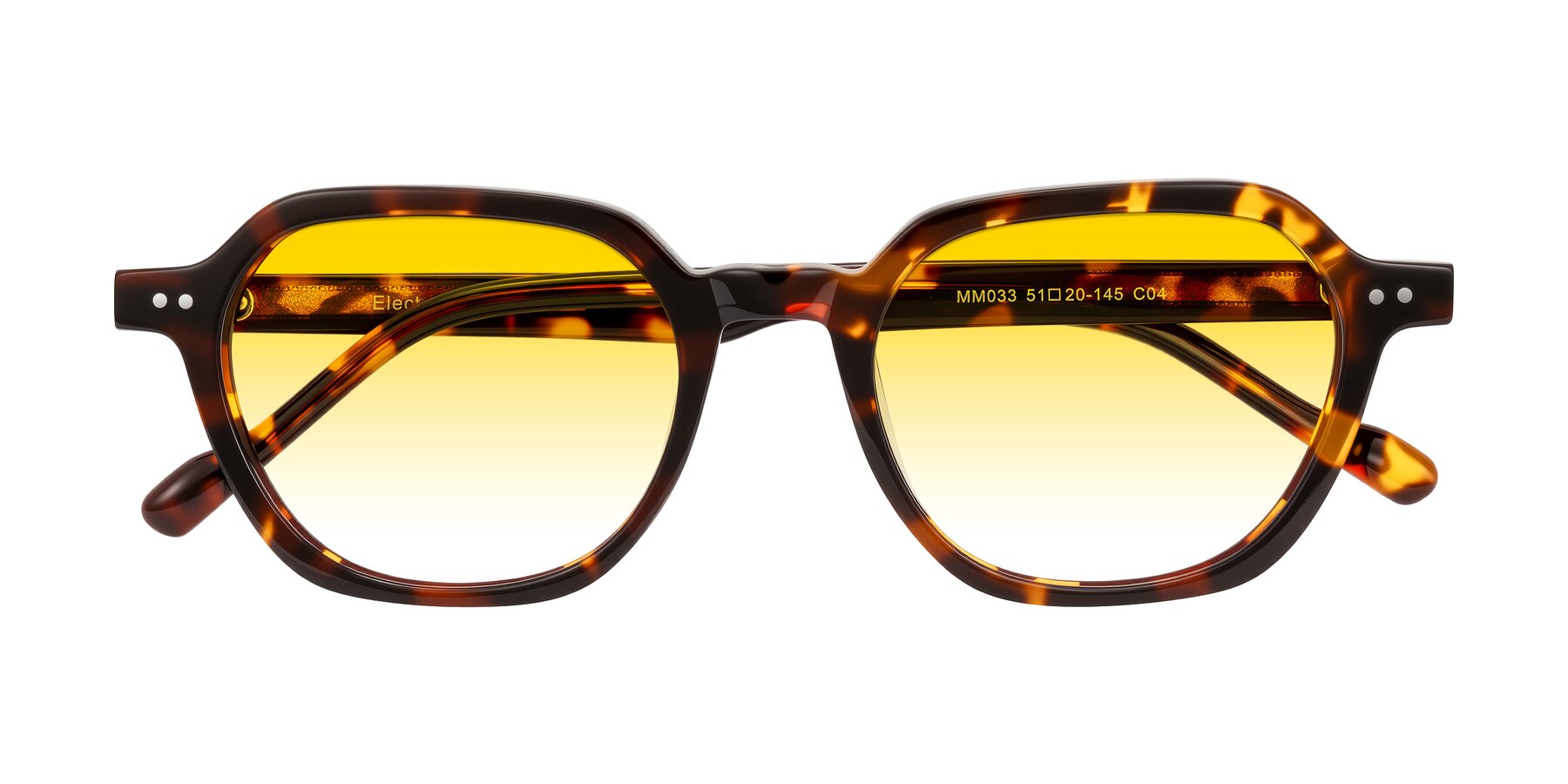 Folded Front of Electra in Tortoise with Yellow Gradient Lenses