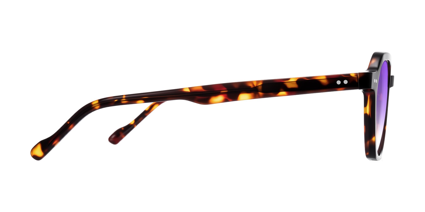 Side of Electra in Tortoise with Purple Gradient Lenses
