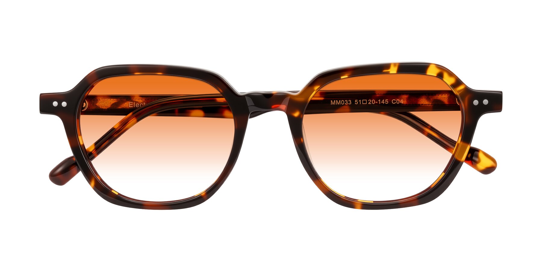 Folded Front of Electra in Tortoise with Orange Gradient Lenses