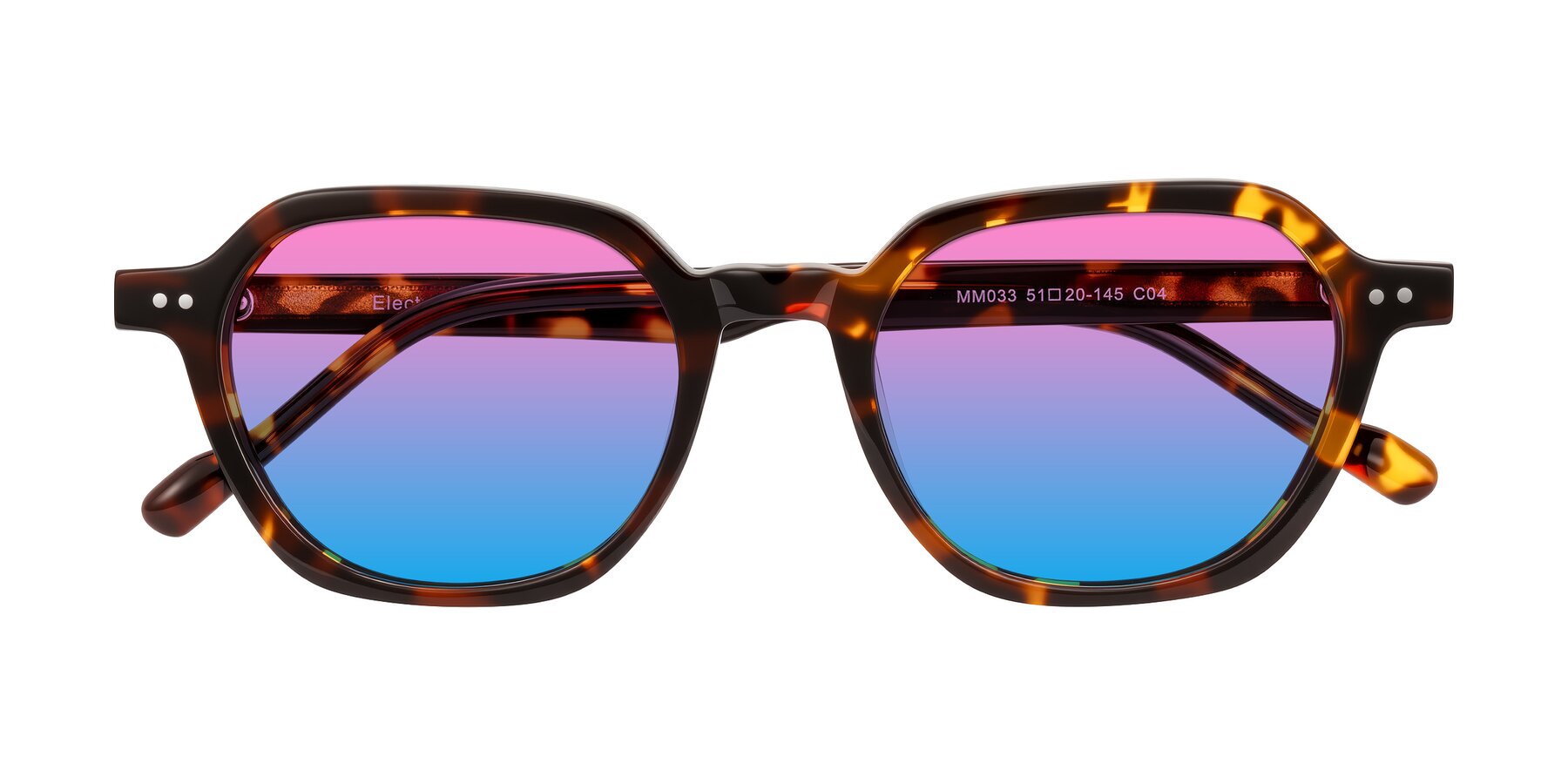 Folded Front of Electra in Tortoise with Pink / Blue Gradient Lenses