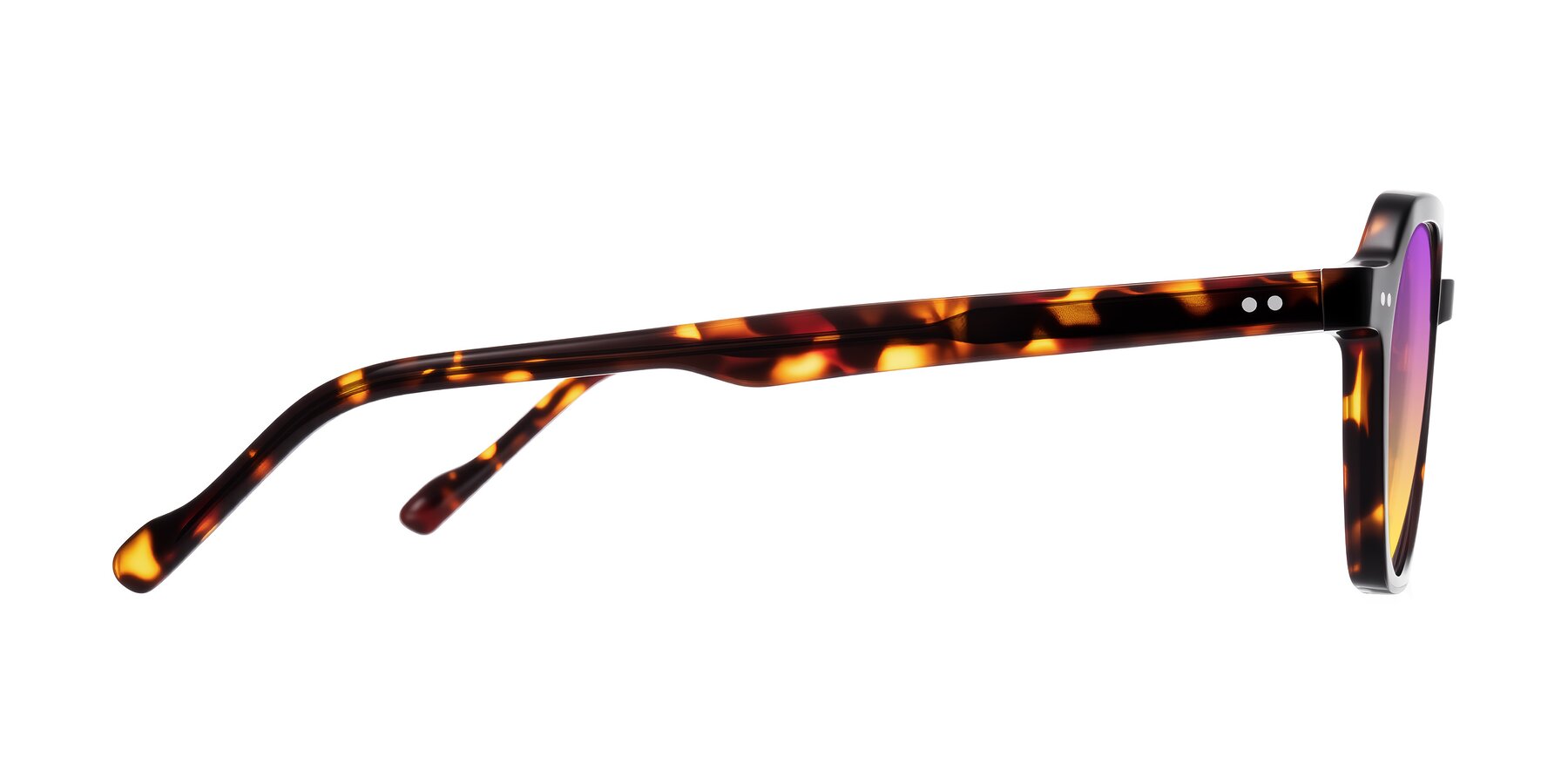 Side of Electra in Tortoise with Purple / Yellow Gradient Lenses